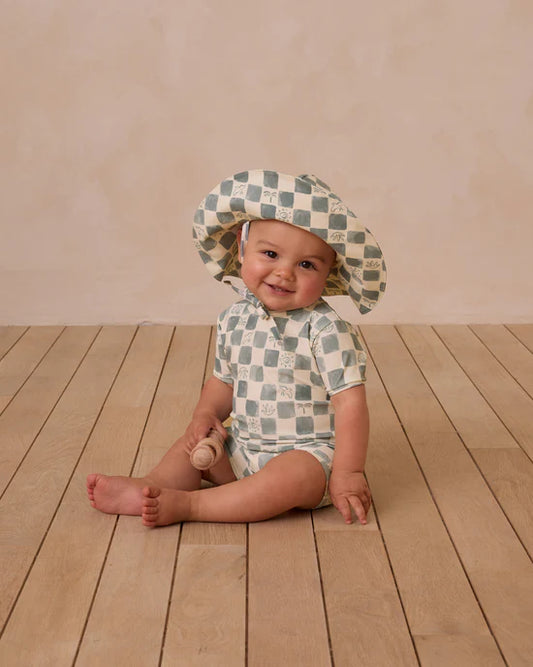 Rylee + Cru Natural Coastal Check | Shorty One-Piece