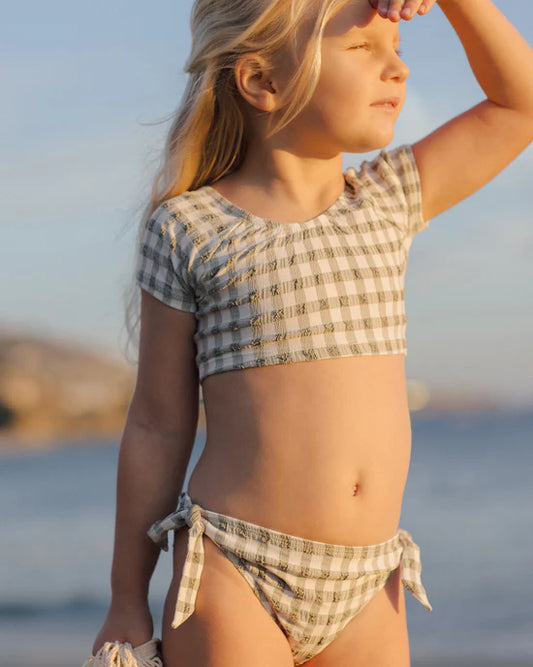 Rylee + Cru Eucalyptus Check | Cropped Rashguard Set