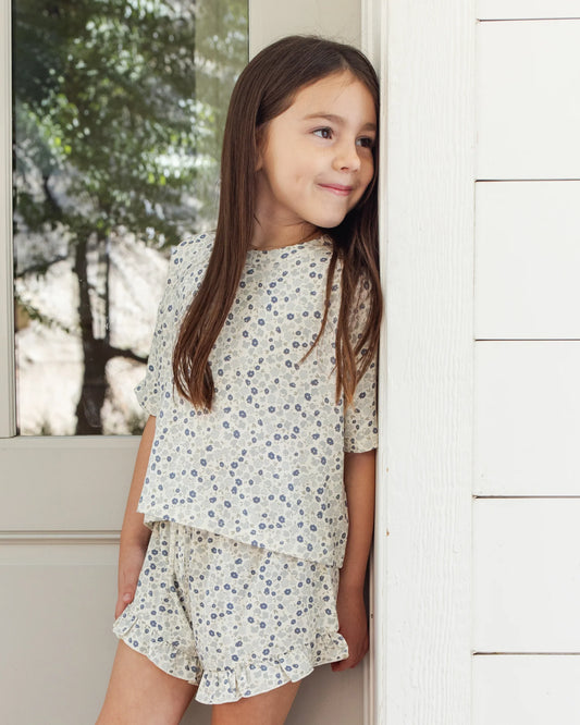 Rylee + Cru Ivory Blue Ditsy | Mosie Set