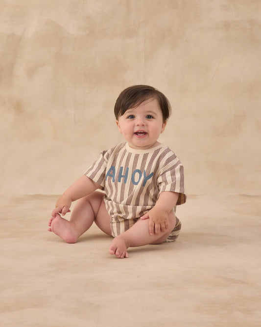 Rylee + Cru Brown Ahoy | Relaxed Bubble Romper