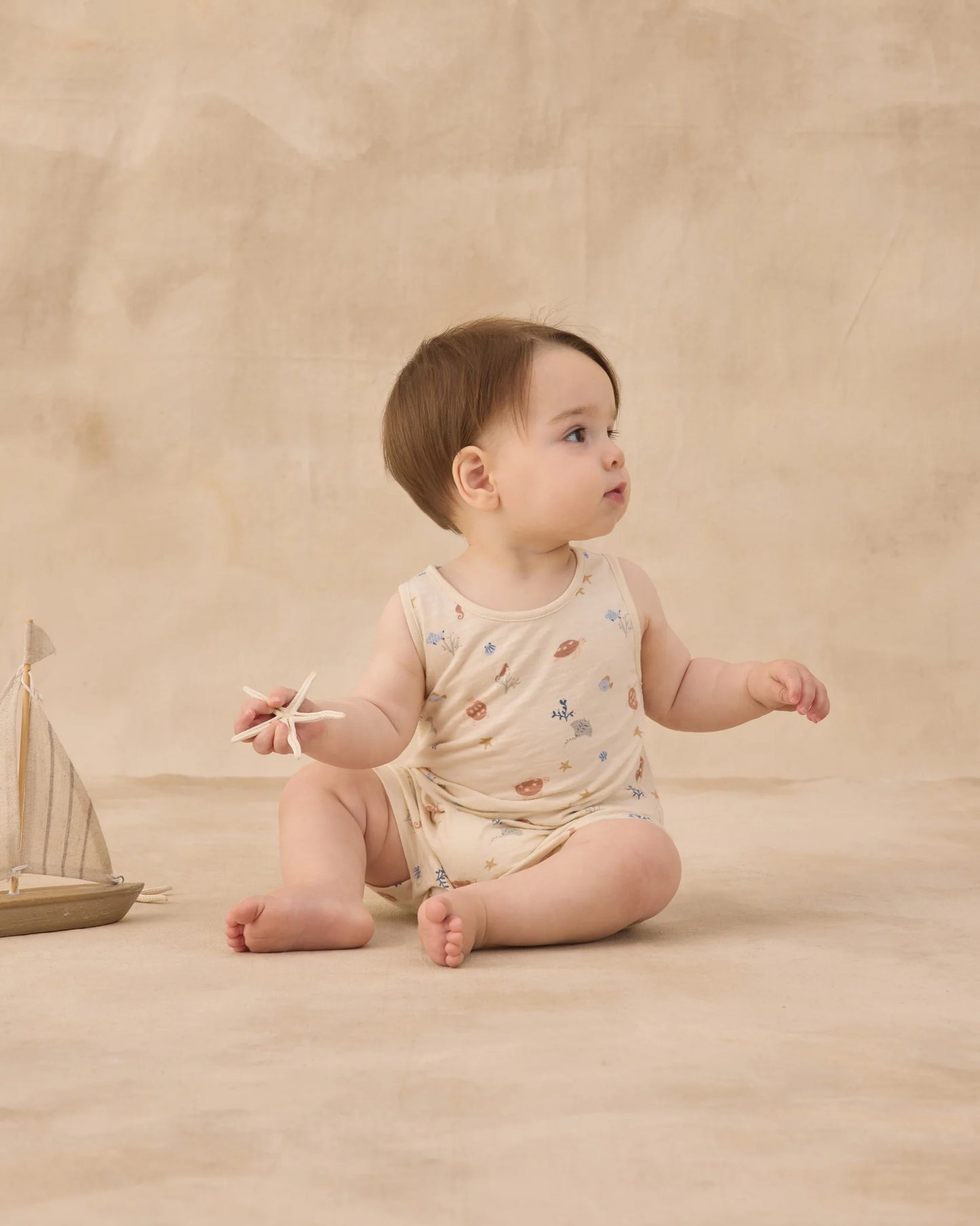 Rylee + Cru Natural Aquatic | Sleeveless One-Piece Romper