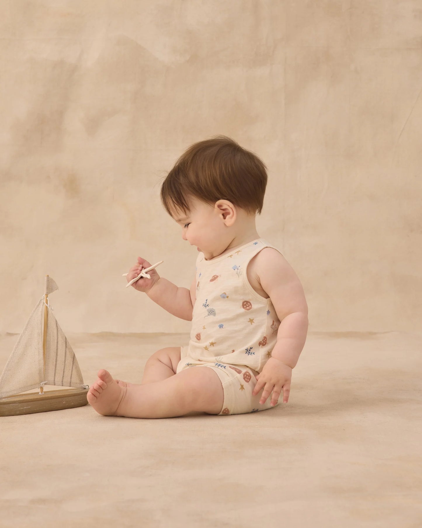 Rylee + Cru Natural Aquatic | Sleeveless One-Piece Romper