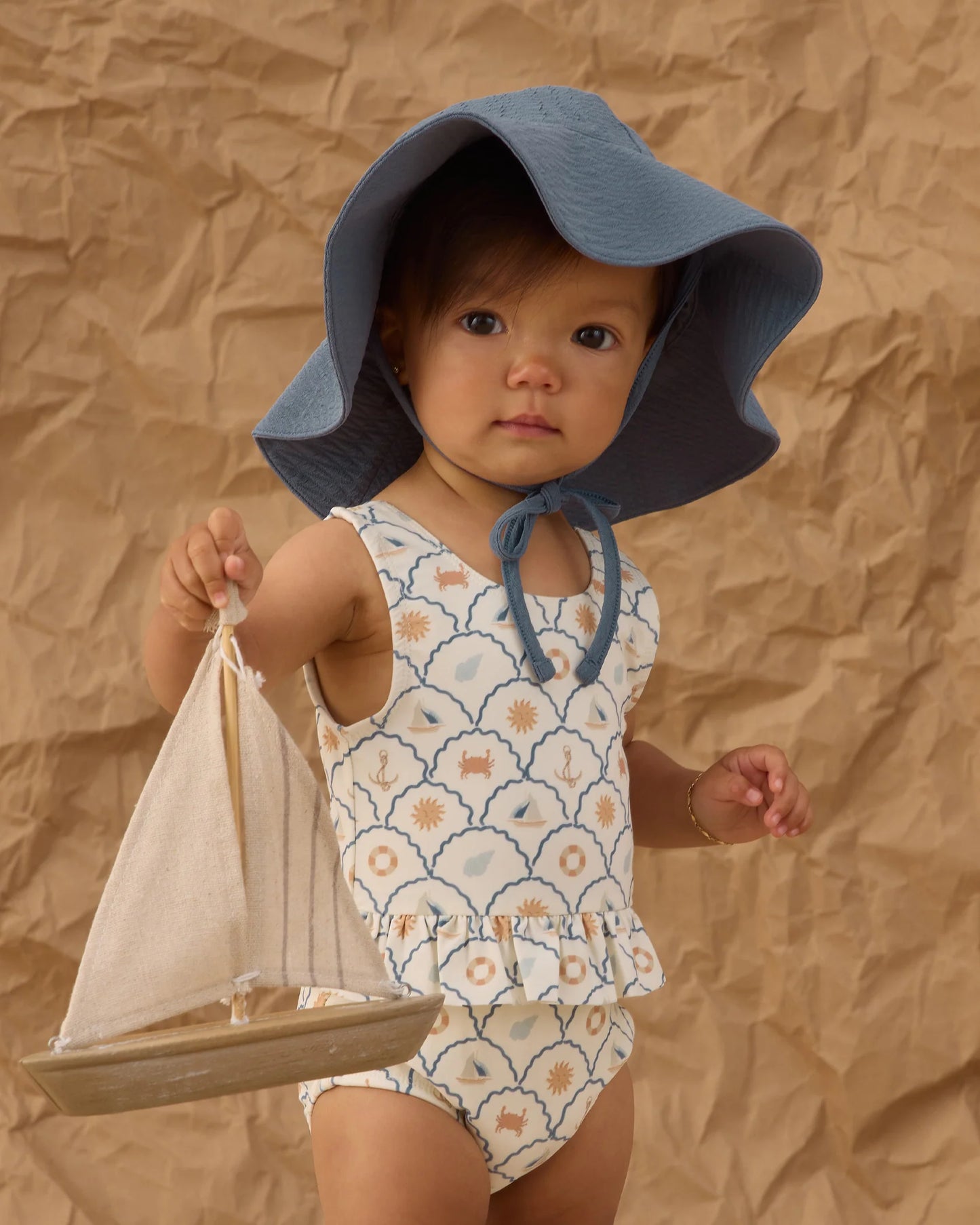 Rylee + Cru Ivory Nautical | Skirted One Piece Swimsuit