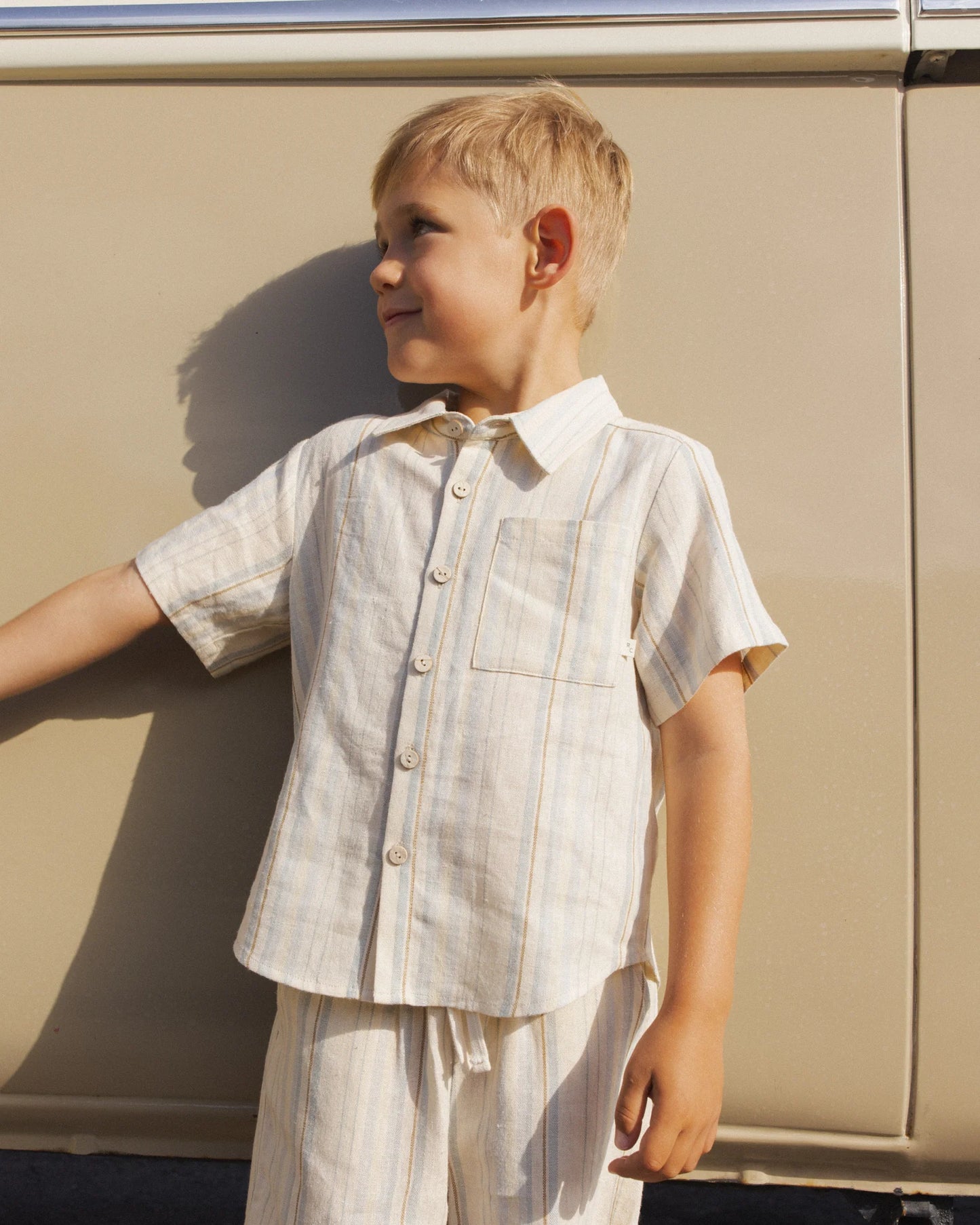 Rylee + Cru Natural Sea | Collared Short Sleeve Shirt