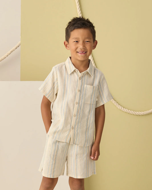 Rylee + Cru Natural Sea | Collared Short Sleeve Shirt