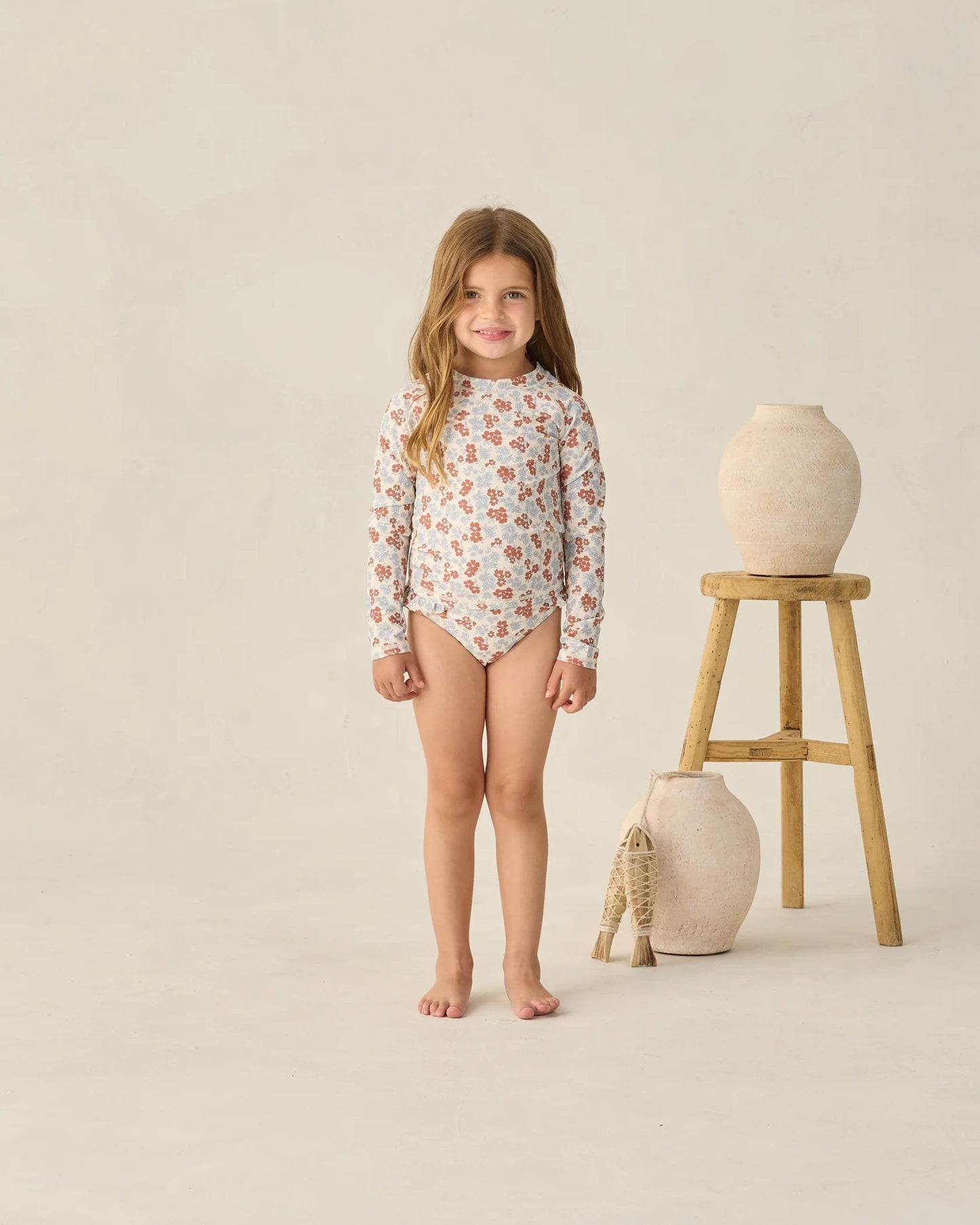 Rylee + Cru Natural Americana Floral | Maryn Rash Guard Set