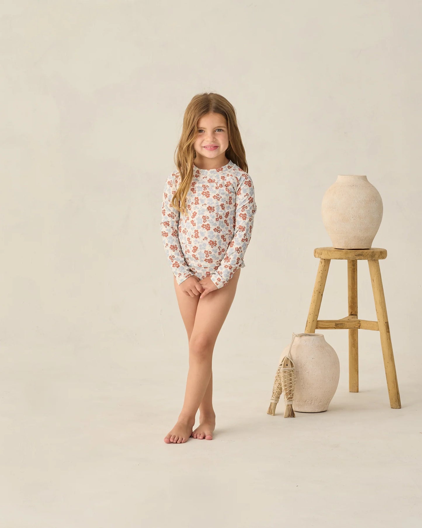 Rylee + Cru Natural Americana Floral | Maryn Rash Guard Set