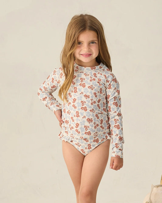 Rylee + Cru Natural Americana Floral | Maryn Rash Guard Set