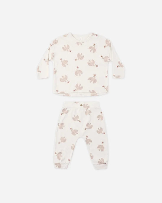 Rylee + Cru Natural Sparrows | Long Sleeve Tee + Pant Set