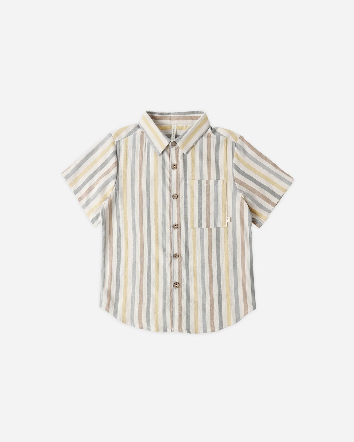Rylee + Cru x Lindsay Arnold Natural Valencia Stripe | Collared Short Sleeve Shirt