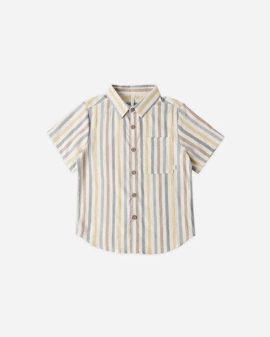 Rylee + Cru x Lindsay Arnold Natural Valencia Stripe | Collared Short Sleeve Shirt