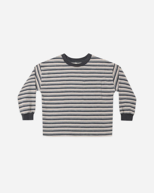Rylee + Cru Midnight Blue Stripe | Relaxed Long Sleeve Tee