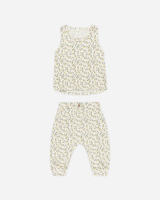 Rylee + Cru Ivory Lemons | Tank + Slouch Pant Set