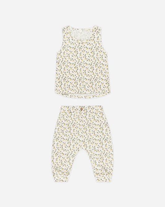 Rylee + Cru Ivory Lemons | Tank + Slouch Pant Set