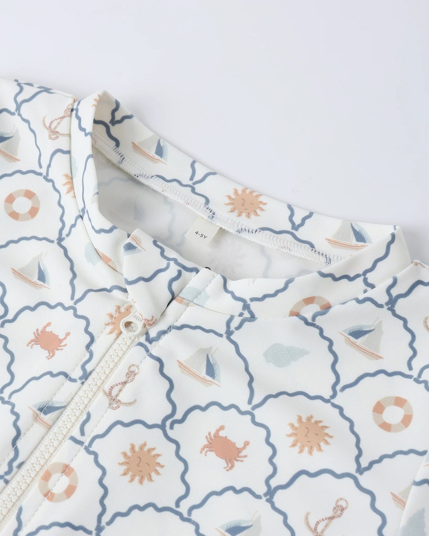 Rylee + Cru Ivory Nautical | Crop Rash Guard Set