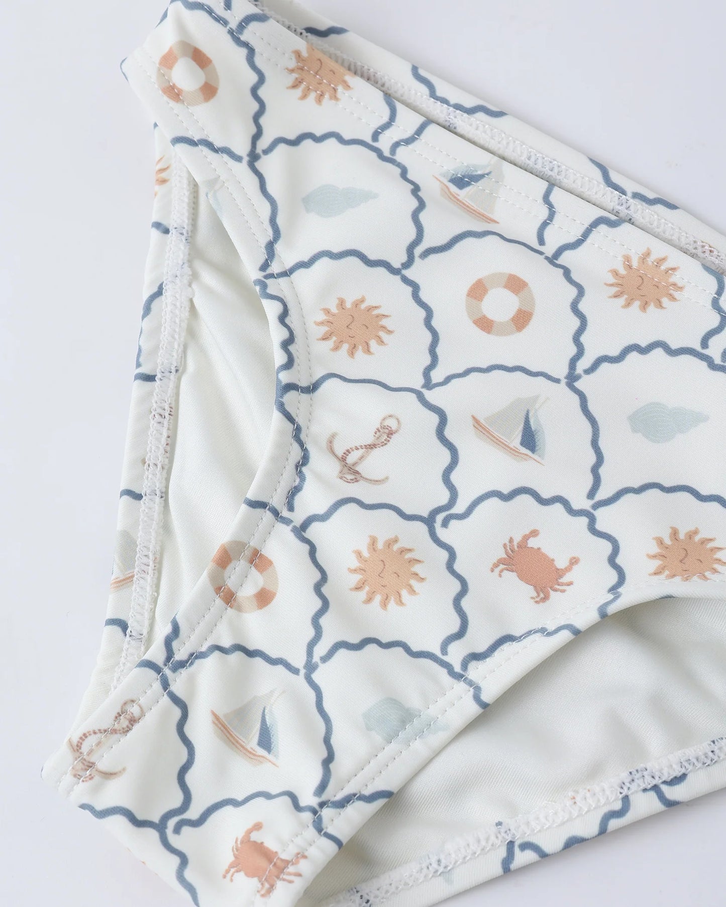 Rylee + Cru Ivory Nautical | Crop Rash Guard Set