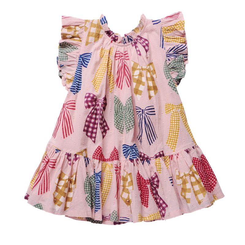 Pink Chicken Patterned Bows | Harper Dress
