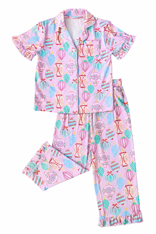 Hollis Baker Pink | Vintage Ornaments Ruffle Pant Set