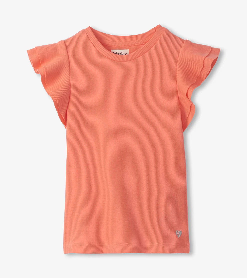 Hatley Coral | Fusion Ruffle Sleeve Tank