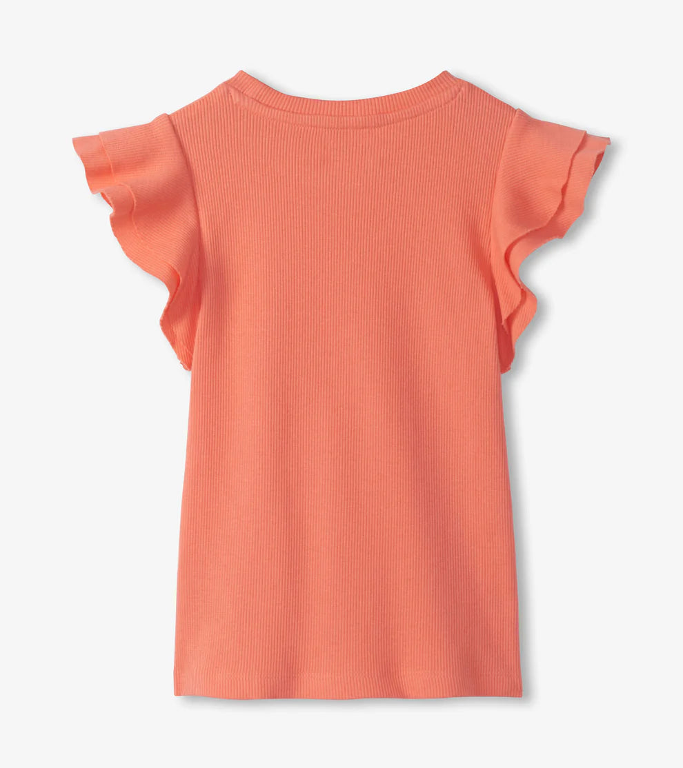 Hatley Coral | Fusion Ruffle Sleeve Tank