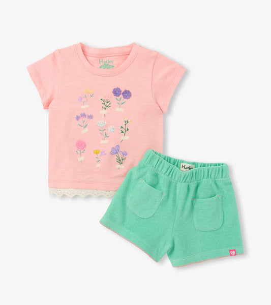 Hatley Blossom | Eyelet Trim Tee and Short Set