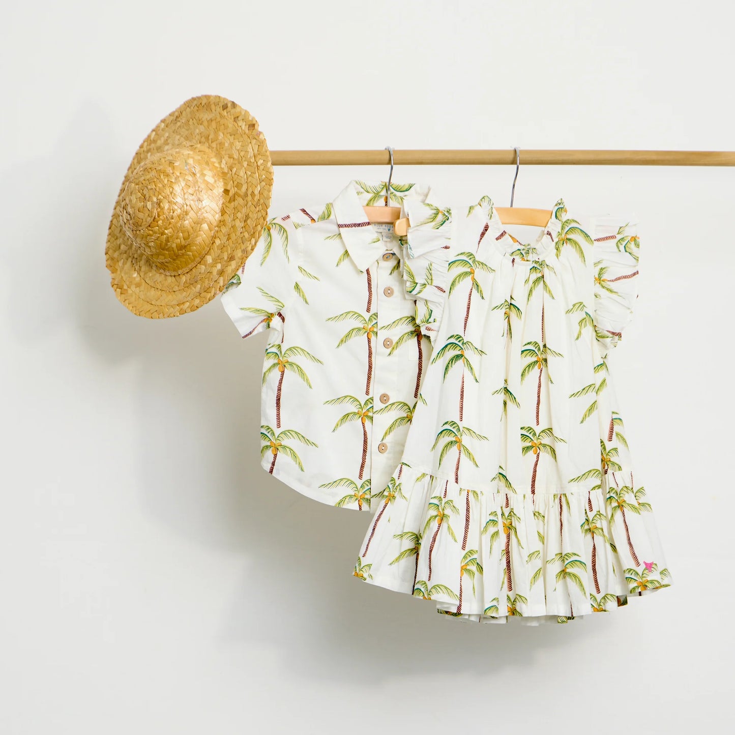 Pink Chicken X Blue Rooster Cream Palm Trees | Jack Shirt