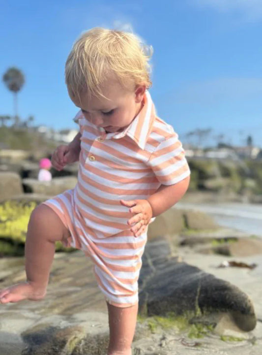 Me & Henry Peach & White Stripe | Drift Romper