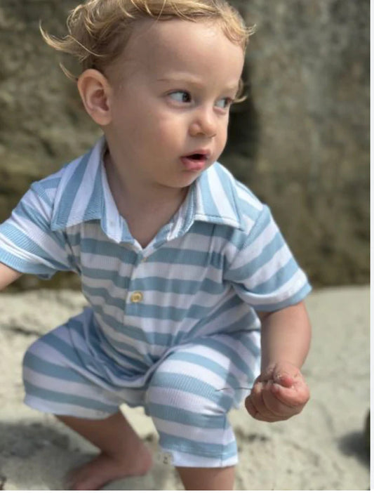 Me & Henry Pale Chambray & White Stripe | Drift Romper