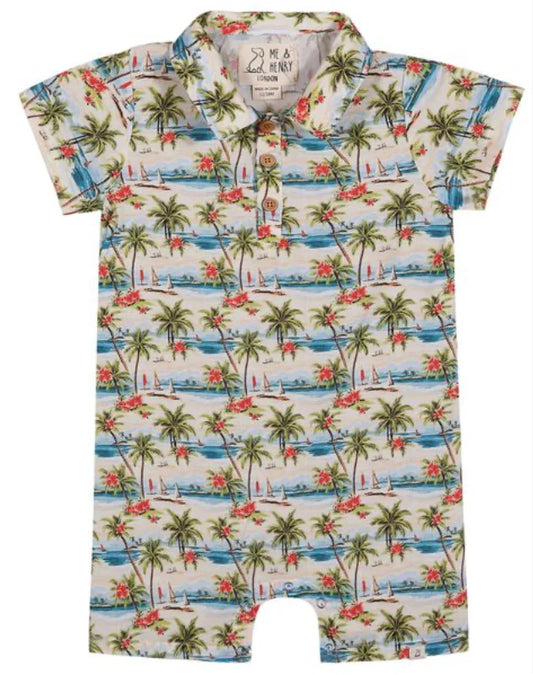 Me & Henry Hawaiian Island | Molokai Printed Woven Romper