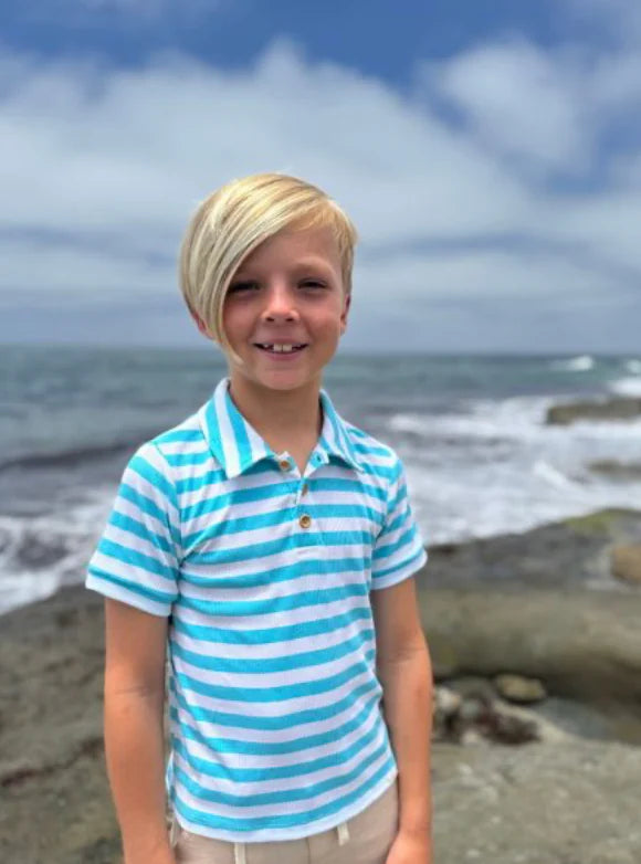Me & Henry Turquoise & White | Shipping Stripe Polo