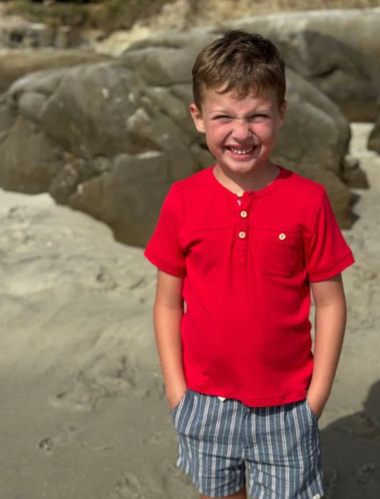 Me & Henry Red | Boardwalk Henley Tee