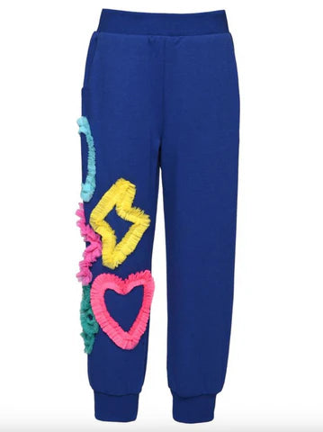 Baby Sara Blue Multi | Mesh Heart, Star, & Flower Detail Jogger