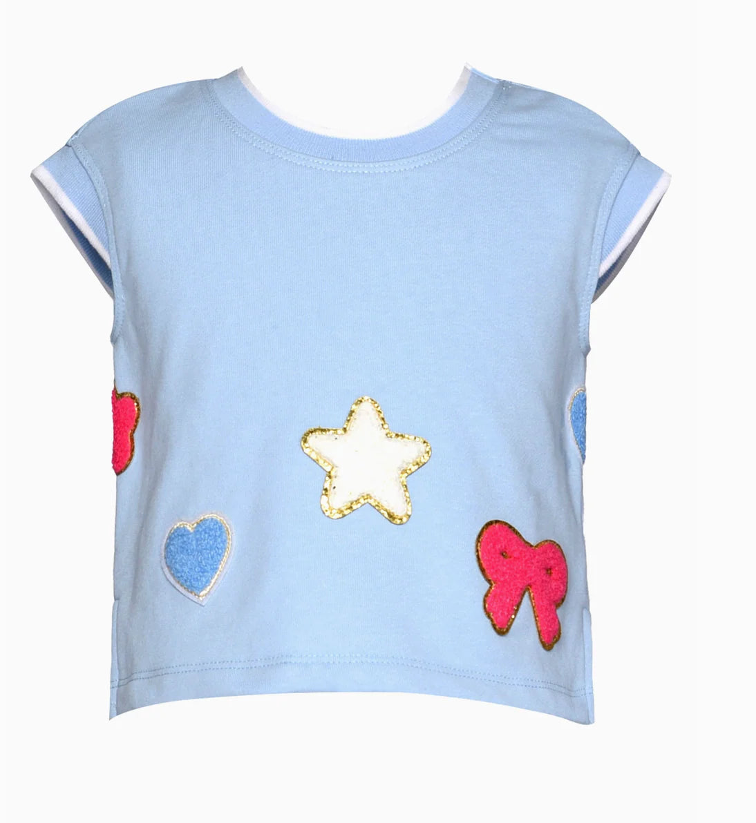Hannah Banana Blue | Cap Sleeve Top with Patch Detail
