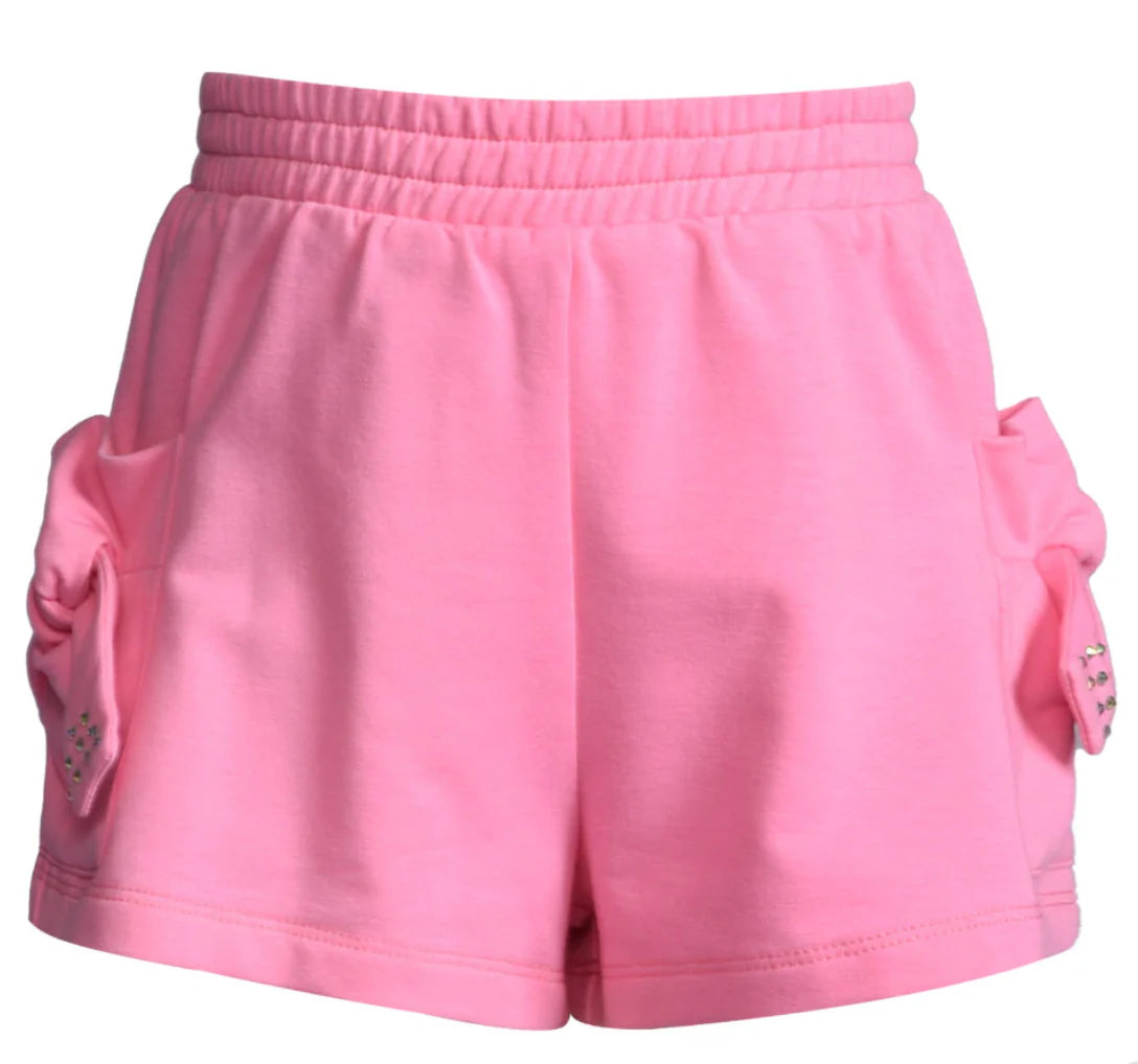 Hannah Banana Pink | Knot Pocket Shorts with Rhinestone Detail