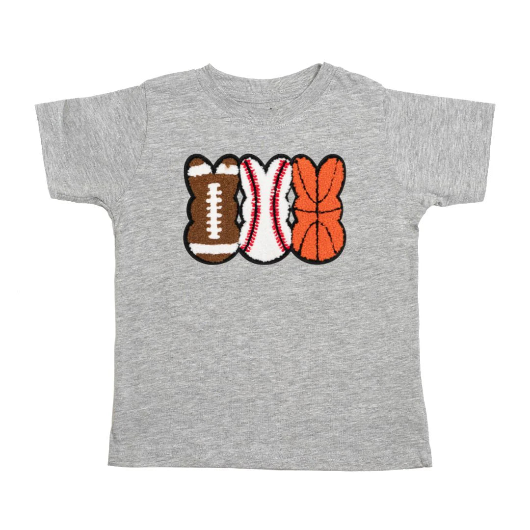 Sweet Wink Gray | Sport Peeps Patch Easter Short Sleeve T-Shirt