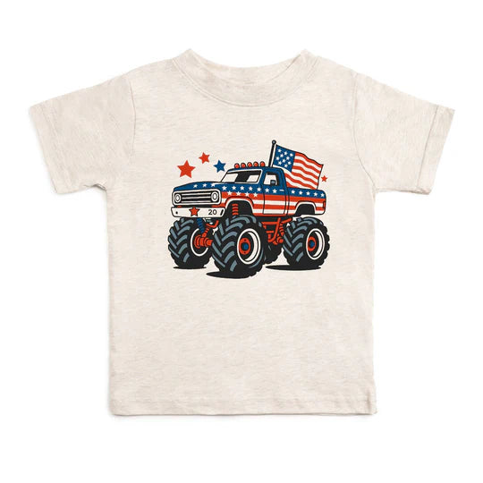 Sweet Wink Natural Heather | American Monster Truck Short Sleeve T-Shirt