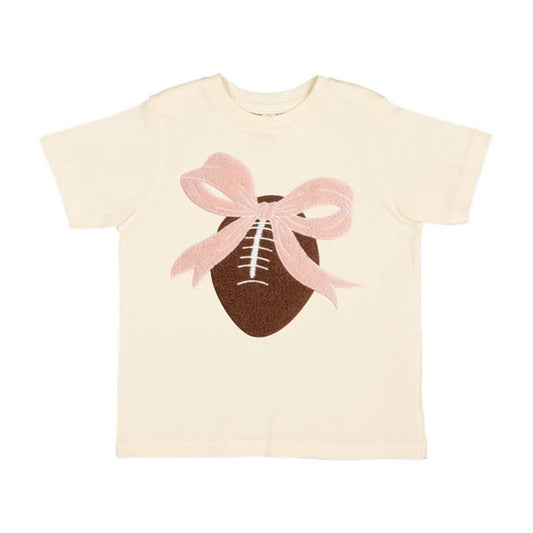 Sweet Wink Natural | Coquette Football Patch Short Sleeve T-Shirt