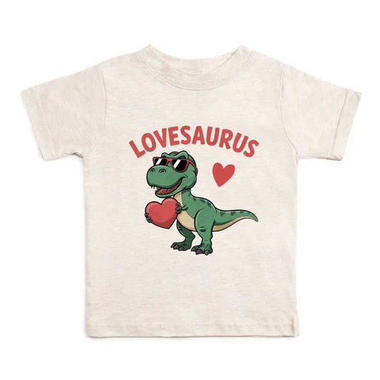 Sweet Wink Natural Heather | Lovesaurus Valentine's Day Short Sleeve T-Shirt