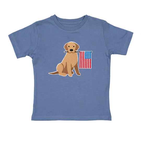 Sweet Wink Indigo | Patriotic Pup Patch Short Sleeve T-Shirt