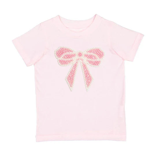 Sweet Wink Ballet Pink | Pearl Bow Patch Short Sleeve T-Shirt