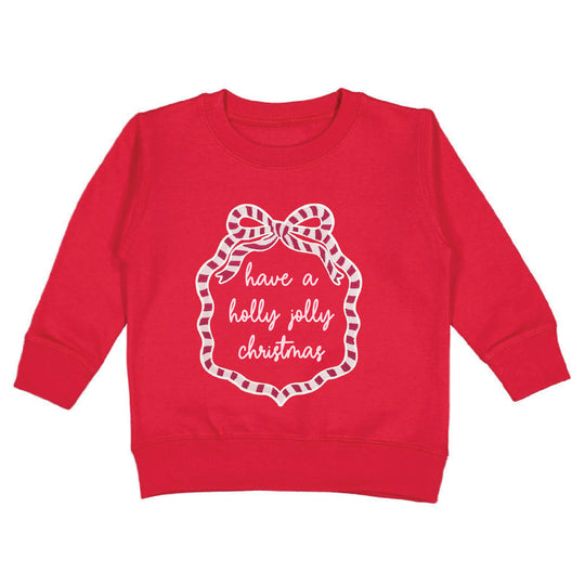 Sweet Wink Red | Holly Jolly Christmas Sequin Bow Patch Sweatshirt
