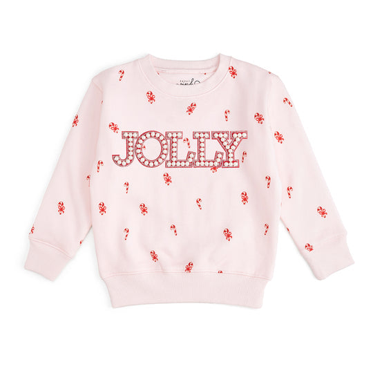 Sweet Wink Ballet Pink | Jolly Pearl Patch Candy Cane Christmas Sweatshirt