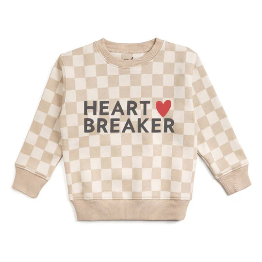Sweet Wink Natural | Heartbreaker Checkered Valentine's Day Sweatshirt