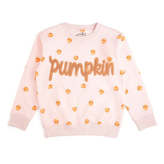 Sweet Wink Pink | Pumpkin Stitch Patch Sweatshirt