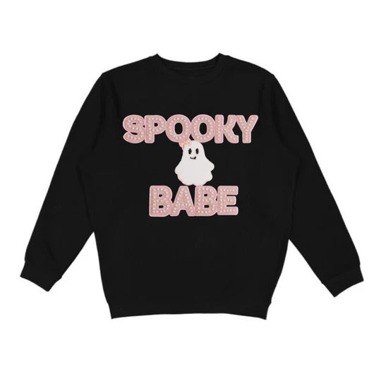 Sweet Wink Black | Spooky Babe Patch Halloween Sweatshirt
