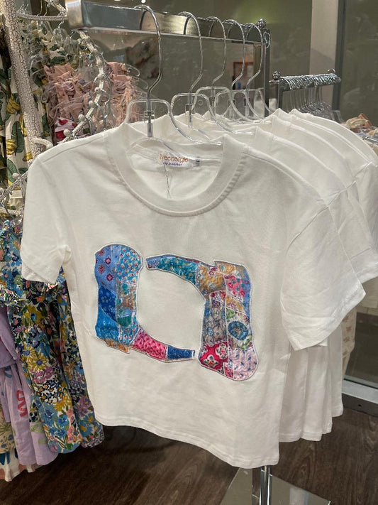 Tweenstyle White | Patchwork Boots on Jersey Short Sleeve Tee