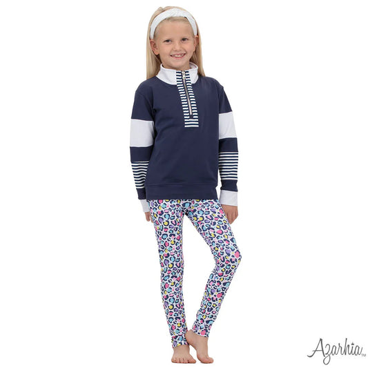 Azarhia Navy | Distressed Long Sleeve Sweatshirt