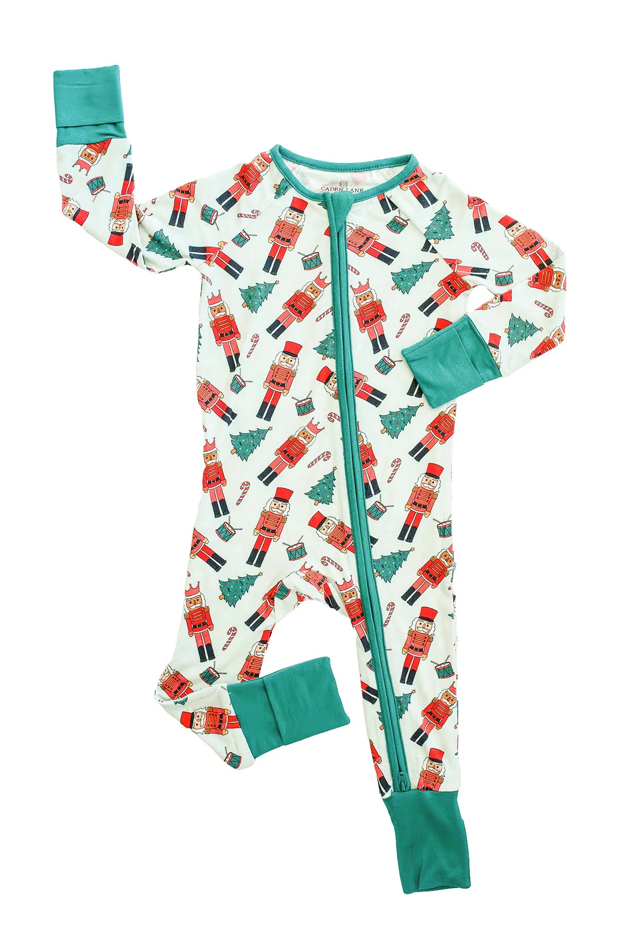 Caden Lane Green | Toy Soldier Bamboo Convertible Zipper Romper