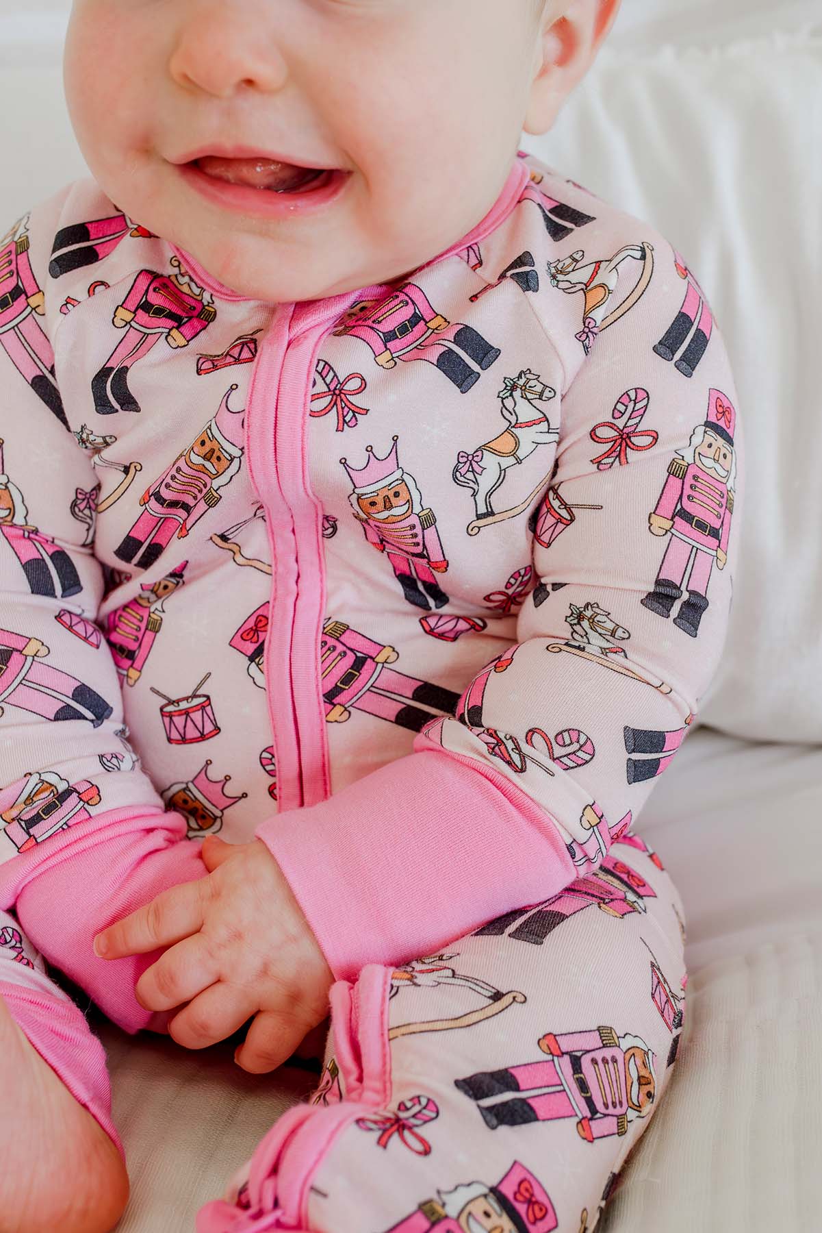Caden Lane Pink | Toy Soldier Bamboo Convertible Zipper Romper