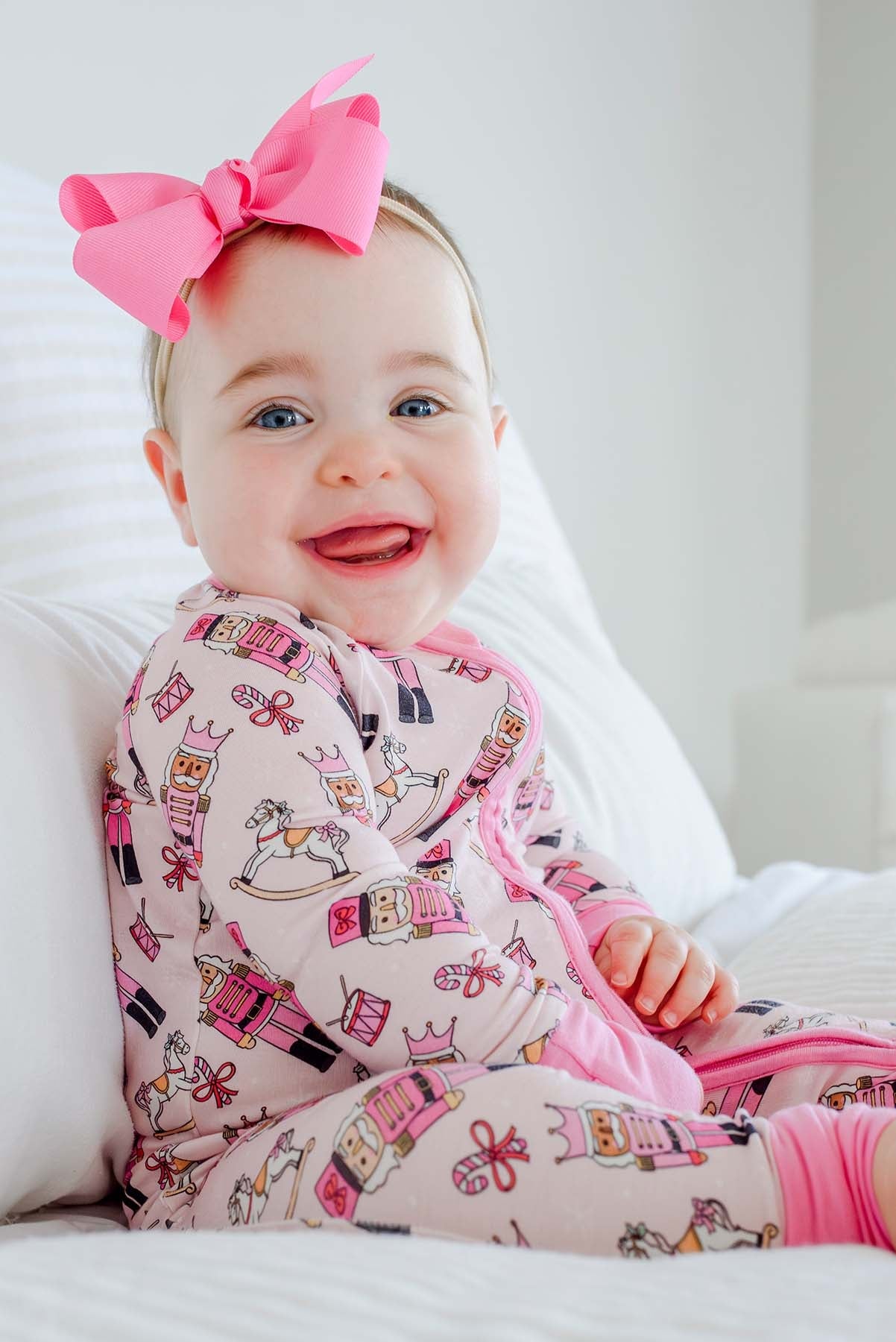 Caden Lane Pink | Toy Soldier Bamboo Convertible Zipper Romper